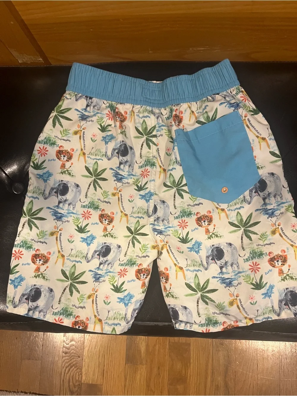 Andy & Evan Blue Elastic Waist Tropical Animal Print Shorts